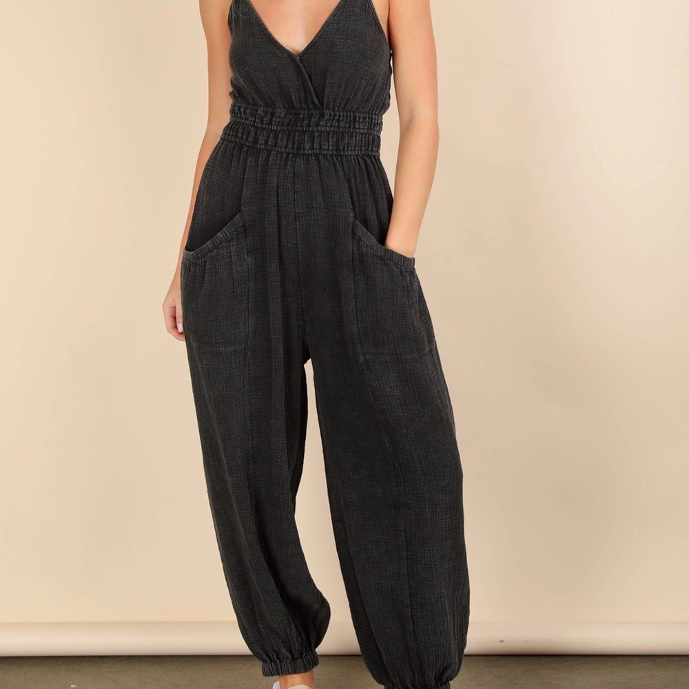 Very J (new me) acid wash Sleeveless Jumpsuit NWT
